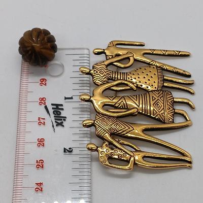 LOT 40: Tiger's Eye Earrings with 14K Backs & Laurel Birch Brooch