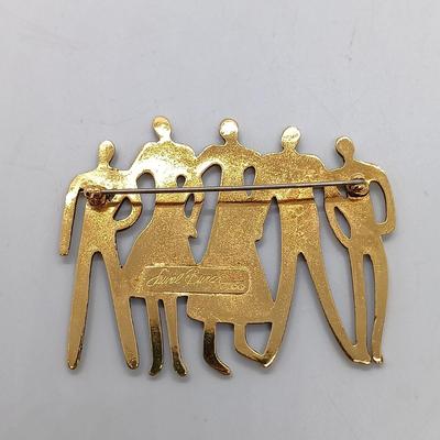 LOT 40: Tiger's Eye Earrings with 14K Backs & Laurel Birch Brooch