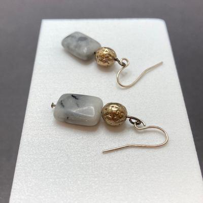 LOT 55: Artisan Designed Silver Plate (Fork) Cuff Bracelet with Raw Clear Quartz and Two Pair of Polished Stone Dangle Earrings