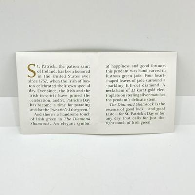 LOT 57: Vintage / Rare The Franklin Mint "The Diamond Shamrock" - Jade Four (4) Leaf Clover with Diamond Center and Sterling...