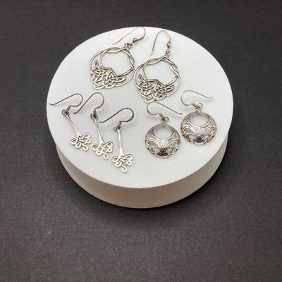 LOT 59: Three Pair of Sterling Silver Dangle Earrings