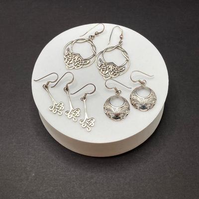 LOT 59: Three Pair of Sterling Silver Dangle Earrings