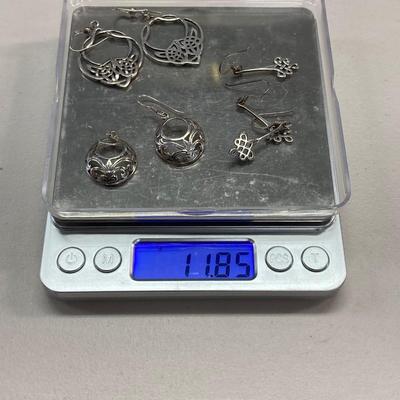 LOT 59: Three Pair of Sterling Silver Dangle Earrings