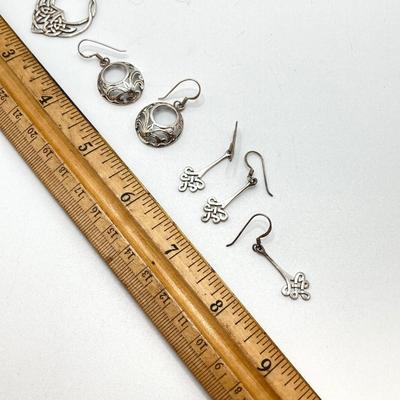 LOT 59: Three Pair of Sterling Silver Dangle Earrings