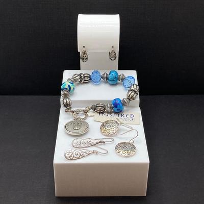 LOT 61: Collection of Fashion and Sterling Jewelry - Inspired by L&J Bracelet and Earrings