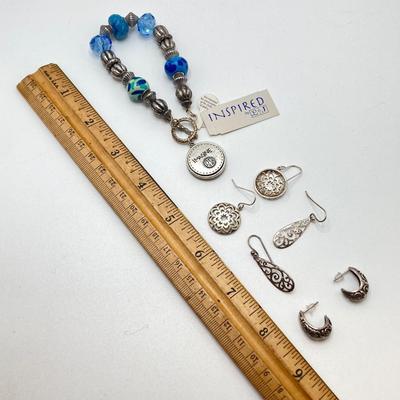 LOT 61: Collection of Fashion and Sterling Jewelry - Inspired by L&J Bracelet and Earrings