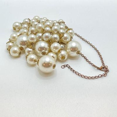 LOT 66: Gorgeous Faux Pearl Statement Necklace with Wrap Bracelet