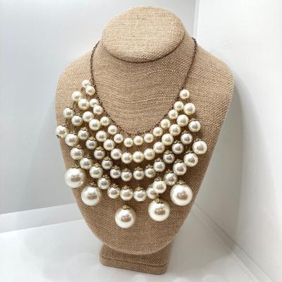 LOT 66: Gorgeous Faux Pearl Statement Necklace with Wrap Bracelet