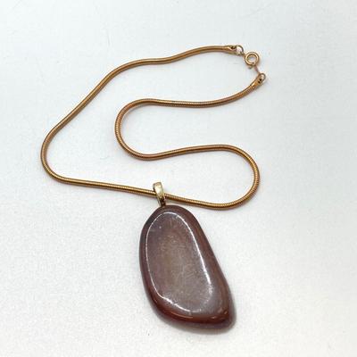 LOT 71: Vintage Jewelry - Polished Stone Pendant Necklaces, Ornate Earrings and More