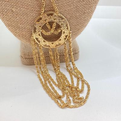 LOT 73: Collection of Vintage Gold Tone Pendant / Statement Necklaces