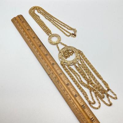 LOT 73: Collection of Vintage Gold Tone Pendant / Statement Necklaces