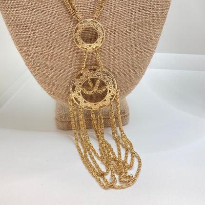 LOT 73: Collection of Vintage Gold Tone Pendant / Statement Necklaces