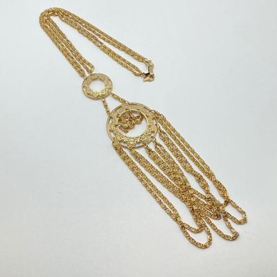 LOT 73: Collection of Vintage Gold Tone Pendant / Statement Necklaces