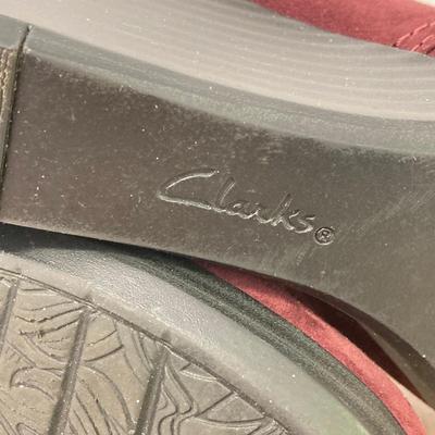 LOT 74: Burgundy Sporto (Holly) Sz 7.5M and Clarks Suede Wedge Ankle Boots Sz 7.5M