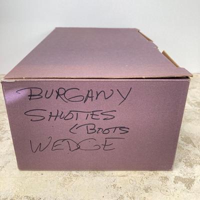 LOT 74: Burgundy Sporto (Holly) Sz 7.5M and Clarks Suede Wedge Ankle Boots Sz 7.5M