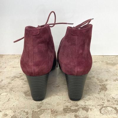 LOT 74: Burgundy Sporto (Holly) Sz 7.5M and Clarks Suede Wedge Ankle Boots Sz 7.5M