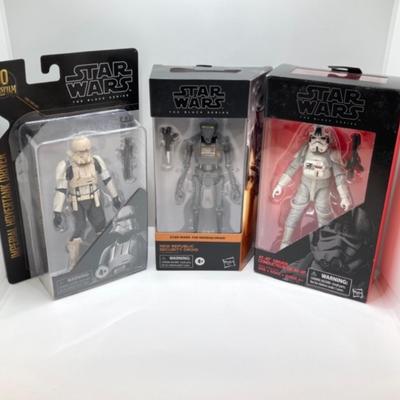 LOT 75: Collection of Three Star Wars Figurines in Original Boxes - Imperial Hovertank Drriver, New Republic Droid and At-At Driver