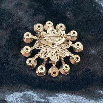 LOT 77: Beautiful Collection of Vintage Jewelry - Damascene Three Piece Set, Brooch and Gold Tone Earrings