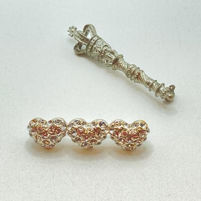 LOT 80: Vintage Brooch / Pin Collection - Silver Tone, Coro, Rhinestone and More