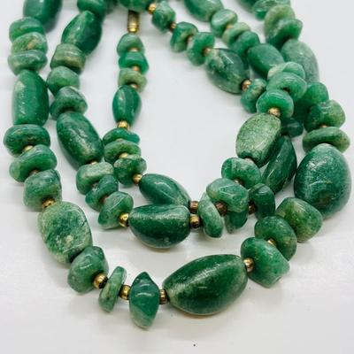 LOT 82: Vintage Artisan Aventurine Necklace 30" w/925 Clasp and Artisan Pierced Earrings