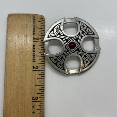 LOT 83: Camelian & Silver Bead Necklace 16" w/925 Clasp, SI Justin Celtic Brooch & Pierced Earrings