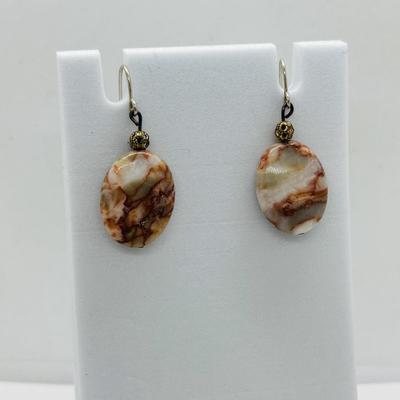 LOT 83: Camelian & Silver Bead Necklace 16" w/925 Clasp, SI Justin Celtic Brooch & Pierced Earrings