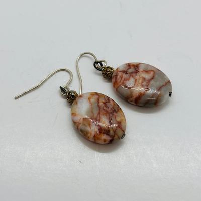 LOT 83: Camelian & Silver Bead Necklace 16" w/925 Clasp, SI Justin Celtic Brooch & Pierced Earrings