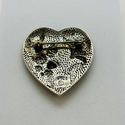 LOT 85: Sterling Silver 925 Embossed Floral Design Brooch