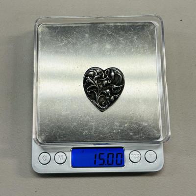 LOT 85: Sterling Silver 925 Embossed Floral Design Brooch