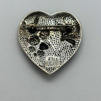 LOT 85: Sterling Silver 925 Embossed Floral Design Brooch