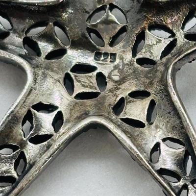 LOT 87: Sterling Silver (925) Star Fich Brooch along w/Sterling Silver (925) Filigree & Abalone Teardrop Earrings