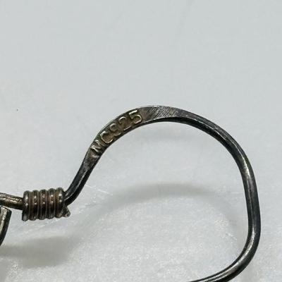 LOT 87: Sterling Silver (925) Star Fich Brooch along w/Sterling Silver (925) Filigree & Abalone Teardrop Earrings