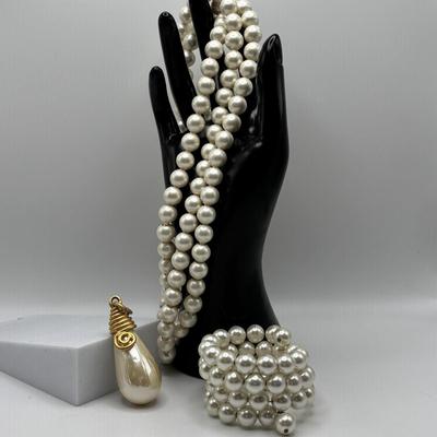 LOT 92: Faux Pearl Collection including Marvella w 1/20th 12k GF Clasp, Talbots, Seed Pearl Chokers & More