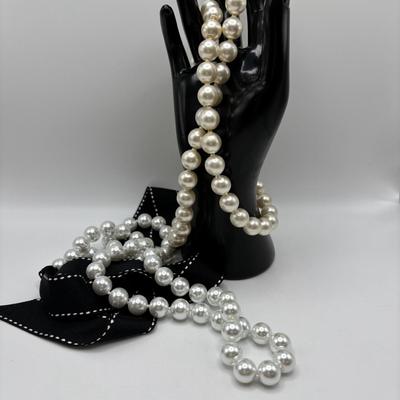LOT 92: Faux Pearl Collection including Marvella w 1/20th 12k GF Clasp, Talbots, Seed Pearl Chokers & More
