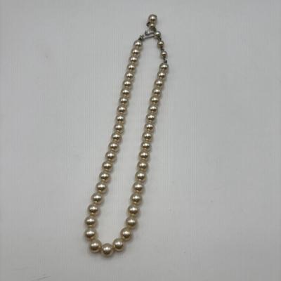 LOT 92: Faux Pearl Collection including Marvella w 1/20th 12k GF Clasp, Talbots, Seed Pearl Chokers & More
