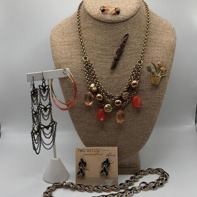 LOT 93: Fashion Jewelry Collection: Two Sisters, Jones New York, Brooches, Earrings