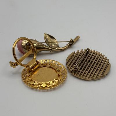 LOT 94: Vintage Gold Tone Brooch Collection- Anne Klein, AJC and more