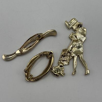 LOT 94: Vintage Gold Tone Brooch Collection- Anne Klein, AJC and more