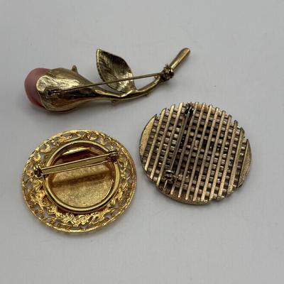 LOT 94: Vintage Gold Tone Brooch Collection- Anne Klein, AJC and more