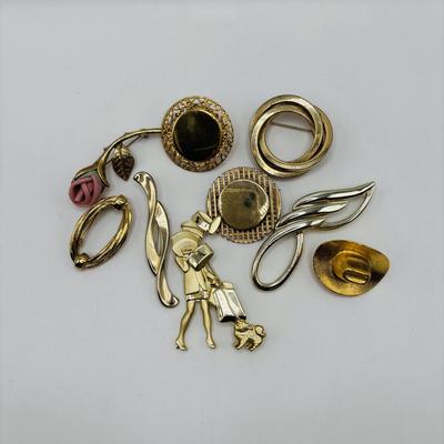 LOT 94: Vintage Gold Tone Brooch Collection- Anne Klein, AJC and more