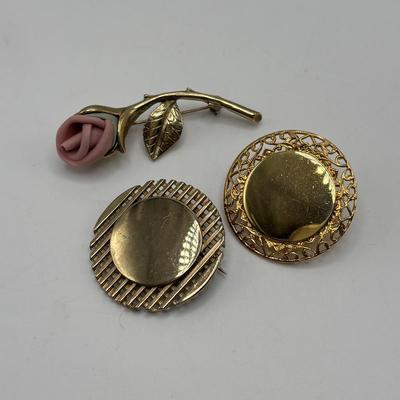 LOT 94: Vintage Gold Tone Brooch Collection- Anne Klein, AJC and more