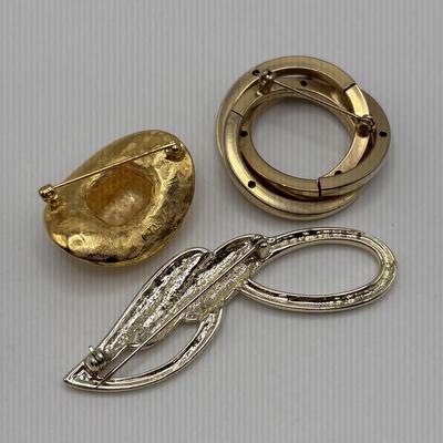LOT 94: Vintage Gold Tone Brooch Collection- Anne Klein, AJC and more