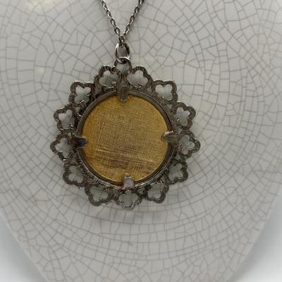 LOT 96: Vintage Pendant/Necklace Collection: Trifari Pisces Etched Glass Zodiac, Barbados Cut-out Coin, Gold/Silver Tone Pisces Zodiac...