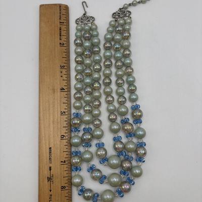 LOT. 112: Gorgeous Antique Black & Gold Beaded Evening Purse, Triple Strand Faux Pearl & Crystal Necklaces & More