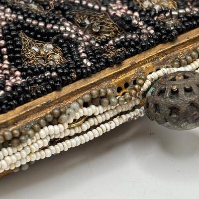 LOT. 112: Gorgeous Antique Black & Gold Beaded Evening Purse, Triple Strand Faux Pearl & Crystal Necklaces & More