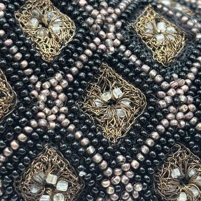 LOT. 112: Gorgeous Antique Black & Gold Beaded Evening Purse, Triple Strand Faux Pearl & Crystal Necklaces & More