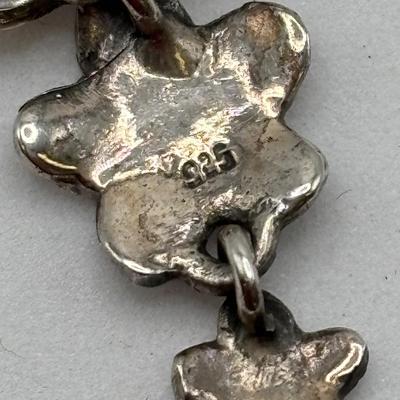 LOT 114: Sterling Silver (925) Plumeria Flower Necklace & Floral Brooch