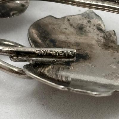 LOT 114: Sterling Silver (925) Plumeria Flower Necklace & Floral Brooch