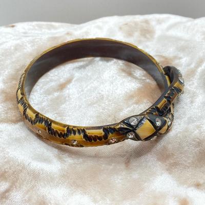 LOT 136: Vintage Jewelry - Double-headed Serpent Bracelet, Cubic Zirconia Tennis Bracelet / Earrings, Secret Compartment Key Chain,...