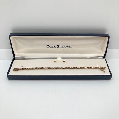 LOT 136: Vintage Jewelry - Double-headed Serpent Bracelet, Cubic Zirconia Tennis Bracelet / Earrings, Secret Compartment Key Chain,...